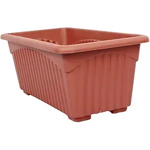 First Smart Deal Plastic Rectangle Pot (13-inch, Brown, Pack of 3)