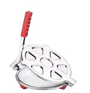 DEEP  Heavy Quality Stainless Steel 7.5 Inches Dia Manual Puri Maker Press Machine with Handle for Papad, Khakhra, Chapati (Silver)