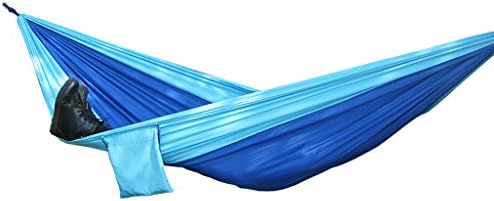 Casual double canvas parachute hammock indoor children swing bedroom hammock load bearing strong(sky blue+light blue)