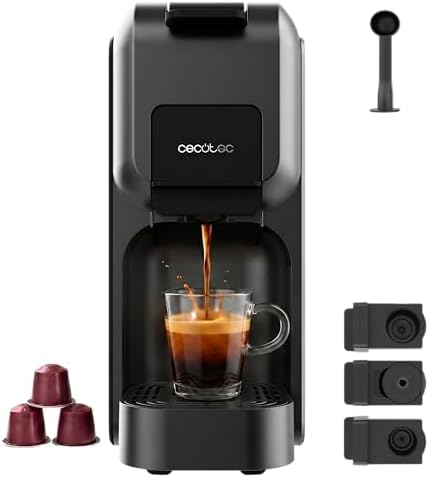 Cecotec Macchina da Caffè a Capsule Espresso FreeStyle Compact Black Art Elite. 1350W, 20bar, Compatibile Caffè Macinato, Dolce Gusto, Nespresso e K-fee, Serbatoio Estraibile 800ml