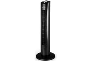 Orbegozo TW 0800, Ventilador torre, 3 velocidades, 60 W temporizador de 2 horas, bandeja para esencias aromáticas, 79 cm de altura, movimiento oscilante, color negro