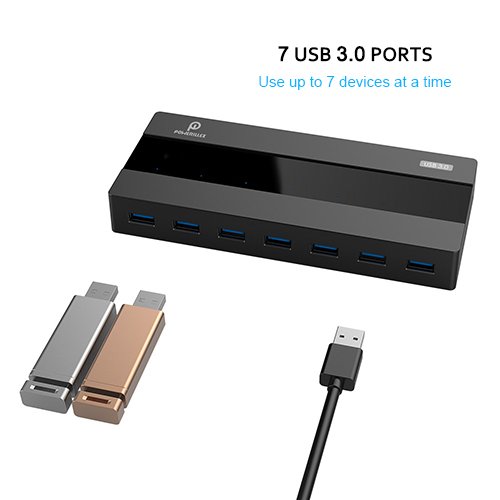 USB 3.0 Hub 7 Datenports SuperSpeed 5Gbps mit 30W Netzadapter und USB 3.0 Kabel 3.3ft USB Hub für Windows XP / Vista / 7 / 8 / 10, Mac OS, Linux und Windows Surface Pro,IdeaPad, MacBook Air, MacBook pro, MacMini, iMac, MacPro, Yoga 910, LG Gram 15 Notebooks und Mehr by POWERILLEX - 9