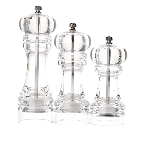 Verstellbare Edelstahl Acryl Pfeffermühle Gewürzmühle Salzstreuer Mühle – Rose Red, 7 Inch - 3