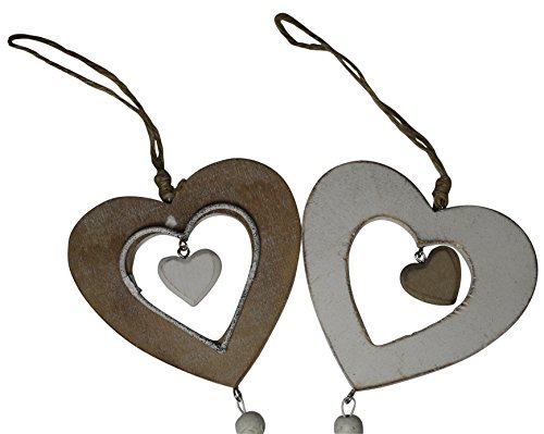 khevga Deko-Hänger Herz aus Holz Vintage 2er Set – Fensterdeko - 2