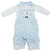 Baby Boys Teddy Dungarees And Long Sleeve Polo Shirt Set (3-6 Months) (Blue/Light Blue)