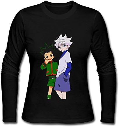 Women Killua Gon Hunter X Hunter Retro Long Sleeve T-Shirt Black XX-Large