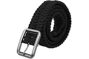 RITOEASYSPORTS Cinturón de Camping, Hebilla Sólida, Paracord, Resistente, Tejido a Mano, Práctico, Negro, para Senderismo, Actividades Outdoor, Viajes, Supervivencia
