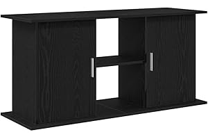 vidaXL Aquarium Stand/Black Oak Fish Tank Cabinet - Engineered Wood Storage - 121x41x58 cm