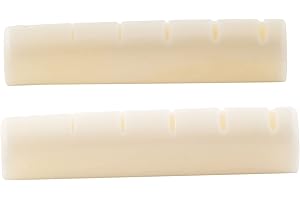 Musiclily Pro 44mm LP style E-Gitarren Knochen Sattel Gekerbt Bone Nut Flache Unterseite für Les Paul Style Gitarre, 44,07x4,98x9,30 (2 Stück)