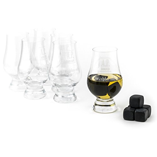 A.P. Donovan - Whisky Tasting Gläser im Set - inklusive 8 Whiskysteinen - 6-tlg. Geschenk-Set