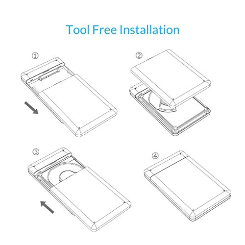 ORICO 9,5mm&7mm 2,5″ SATA SSD HDD USB 3.0 Externes Festplattengehäuse mit USB3.0 Kabel(60CM) Werkzeuglose HDD Installation - 8