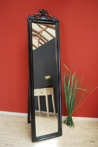 Livitat LV8752-B antik barock Ankleide-/Standspiegel Landhaus, 180 cm, schwarz - 2