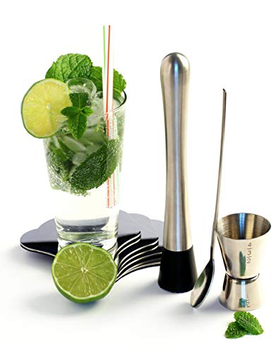 Yoko Design 1238 Kit per Mojito in Acciaio Inossidabile, 21,6 x 17,5 x 5 cm, Colore: Grigio