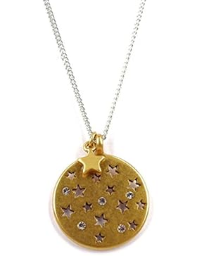 Hultquist Halskette Moon & Star 80cm bicolour