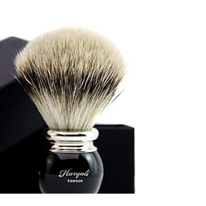 Haryali London Modern Black Silver Tip Badger Hair Shaving Brush Top Quality+ Free Brush Holder 1 Count (Pack of 1) - Image 5
