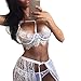 Price comparison product image Lialbert Lingerie Sexy lace Babydoll Nightwear Women Set Sleepwear Sexy-Lingerie g-String Suit White