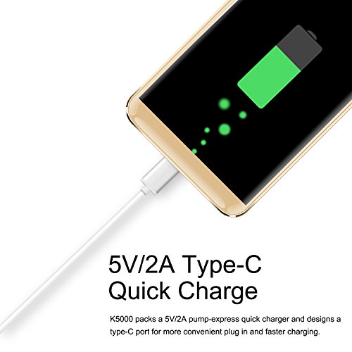 Oukitel K5000 4G Smartphone mit Dual SIM Ohne Vertrag 5.7 Zoll (18:9 Display) 5000 mA/h Akku 64 GB Interner Speicher 4 GB RAM 16 MP Hauptkamera 21 MP Frontkamera Android 7-Gold