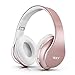 Produktbild WXY Wireless Bluetooth Kopfhörer über Ohr, kabelgebundene Stereo-Headsets V5.0 mit Mikrofon, faltbar und leicht, Unterstützung für iPhone/Huawei/PC/Tablets - Rose Gold
