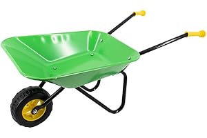 ‎REKORD QUALITÄT IN IHRER HAND Rekord Kinderschubkarre (Metall) - Grün - mit Kunststoffgriffen - Traglast 20kg - für Kinder ab 3 Jahren - Metallschubkarre, Kindergartengeräte, Gartenspielzeug