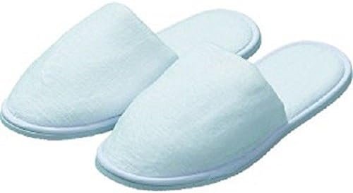White Towelling Closed Toe Slippers