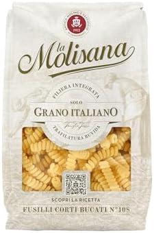 La Molisana - Fusilli Corti Bucati n. 108, Pasta Classica da Solo Grano Italiano, Trafilata al Bronzo, Forma Spiralata Ideale per Sughi Ricchi, Confezione da 500 g