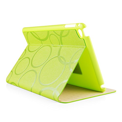 iPad Mini 4 Hülle, Deenor Colour Series Premium PU Leder Ultra Slim Light Weight Auto aufwachen / Schlaf Funktion Schutzhülle Hülle für Apple iPad Mini 4, Free: Screen Protector + Stylus Pen + Cleaning Cloth. (Green circles) - 4