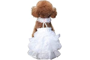 DELIFUR Vestido de Novia para Perro Vestido de Fiesta de Princesa Nupcial Blanco para Perros Gato pequeño y Mediano (S)