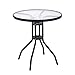 Produktbild QRFDIAN Runder Tisch aus gehärtetem Glas Verhandlungstisch und Stuhl Kombination einfacher Tee-Shop Kleiner Tisch einfacher schmiedeeiserner Esstisch Arbeitstisch (Size : 60CM)
