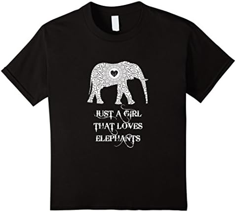 Just A Girl Who Loves Elephants Shirt Elephant Gift Tee Kids 10 Black
