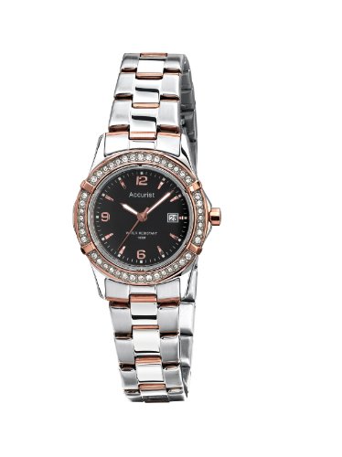 Accurist Women's Quartz Watch with Black Dial Analogue Display and Multicolour Stainless Steel Plated Bracelet LB1546B