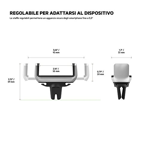 Belkin F7U017bt Supporto da Auto per Smartphone e iPhone,  Compatibile con il nuovo Samsung Galaxy S8/S8+ , Nero/Argento