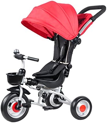 Foldable Children Tricycle Bicycle Baby Stroller Multifunction Carriage Child Kids (Color : Red)