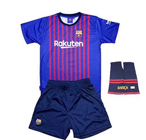 Personalizador Conjunto Complet Infantil FC Barcelona Réplica Oficial Licenciado de la Primera Equipación Temporada 2018-19 - Dorsal Messi 10 (12 años)