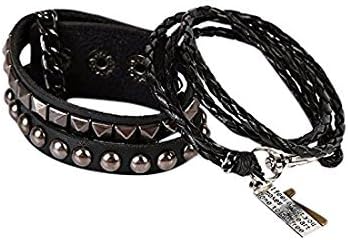 Multilayer Rivet Bracelet New Fashion Punk Hip Hop Rock Cross Braided Leather Wristand for Men and Women