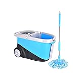 XSJJ Seau et Balai Spin Mop, Lazy 360 ° Spin Seau Nettoyage Au Sol Système des Ménages Étage Économie de Travail Mop en Bois avec Poignée en Acier Inoxydable Réglable Seau et Balai (Size : 6 Heads)