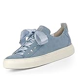 Muster: Uni Paul Green 4645-064 Damen Sneaker aus Veloursleder mit Ziersteine Lederfutter, Groesse 37 1/2, hellblau