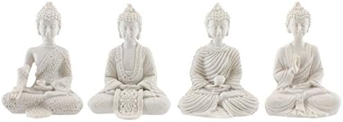 New Single Small Miniature White Resin Buddha Ornament Keepsake Present Gift Feng Shui