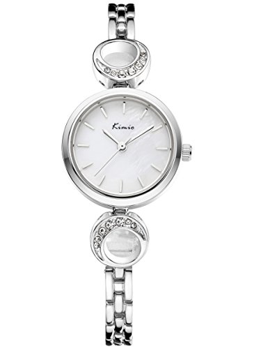 Alienwork Quarz Armbanduhr Armreif Kette wickeln Uhr Damen Uhren Mädchen elegant Metall weiss silber YH.KW6028S-02 Alienwork Quarz Armbanduhr Armreif Kette wickeln Uhr Damen Uhren Mädchen elegant Metall weiss silber YH.KW6028S-02