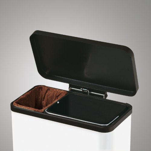 Hailo 0630-419 Trento Eco Duo Rubbish Separator Pedal Bin 30 White