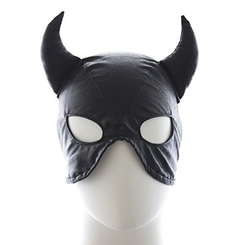 Demon Headgear Faux Leather Clown Bull-Head Mask (Black)