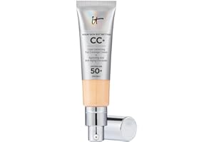 IT Cosmetics CC+ Cream SPF 50+ Full-Coverage CC Foundation, Hydrating Skincare, Enriched with Hyaluronic Acid, Niacinamide & Vitamin E for a Radiant Finish, Your Skin But Better