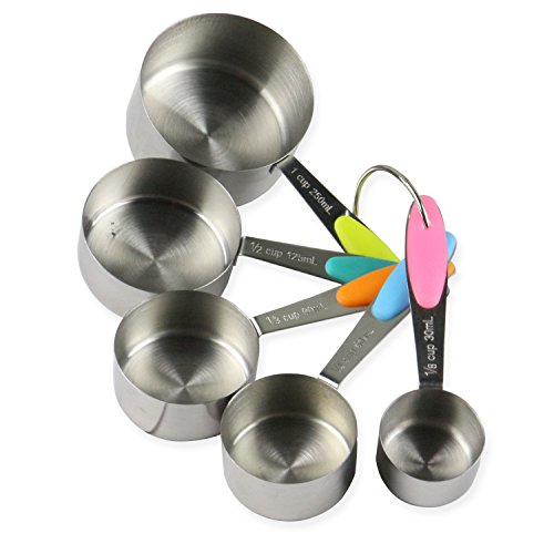 Extsud® 10-teiliges set Messbecher Messlöffel Edelstahl, 250ML / 125ML / 80ML / 60ml / 30ml, Messtasse Gradmesser für Küche Kochen Backen Mehl Samen Getreide Flüssigkeiten - 2