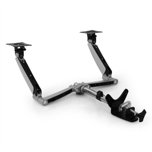 Auna LDT04-C024 Monitorhalterung Tischhalterung für 2 Monitore mit Kabelführungssystem (90° Schwenk / 360° Dreh / 130° Kippbereich, höhenverstellbar 0-30cm, bis 9kg/Monitor) - 3