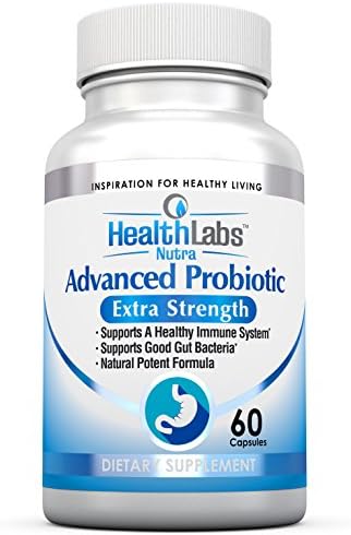 Health Labs Nutra's Advanced Probiotic Extra Strength Supplement for a Healthy Immune System, Restores Good Bacteria, Relieves Leaky Gut, Nausea, Indigestion 30 Day Supply
