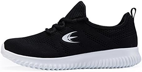 Ezywear Women Trainer Walking Gym Fitness Running Shoes Fashion Sneaker (38 EU, Black)