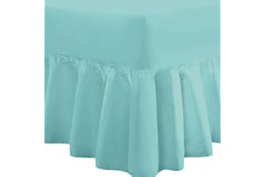 DTEX HOMES Frilled Valance King Deep Fitted Sheet 40cm Drop Soft Microfiber Stylish Breathable & Durable(DuckEgg-King)