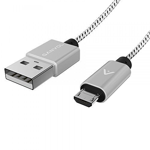 Ganvol 3m Lange Premium Micro USB auf USB Kabel mit Metallstecker + Nylonmantel Lade- und Datenkabel für Android, Samsung, HTC, Huawei, Motorola, Nokia, LG, HP, Sony, Blackberry und mehr - 3