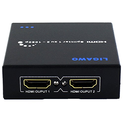 Ligawo ® HDMI Splitter 2 fach – Generation III + Enhanced 3D Signal Unterstützung/ HDMI Kabel Verteiler 1 zu 2 Y-Adapter 1080p FullHD HDMI HighSpeed 2-fach/ 2-port/ 1 an 2 + Netzteil + Verstärker - 3