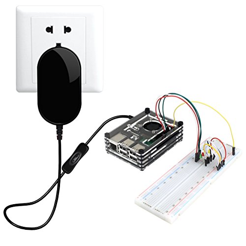 Kit Caja Para Raspberry Pi 3 Modelo B  Plus Carcasa con 5V 2 5A Alimentaci  n con ON OFF Interruptor Ventilador Disipadores de Calor  negro 