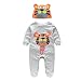 Vovotrade® Baby Boy Girl Long Sleeve Cute Cartoon Animal Rompers With Hat Jumpsuits for 0-3 6 12 24 Months (70 0-3 months, Gray)